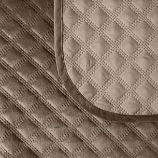 Narzuta dekoracyjna VELVI 220x240 pikowana w geometryczny wzór brązowa