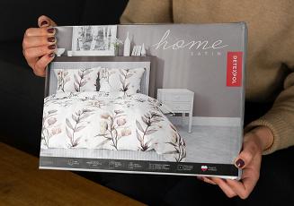 Pościel satynowa 200x220 biała pudrowa brązowa polne kwiaty