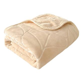 Koc akrylowy tłoczony LIV 200x220 gruby ciepły masełkowy