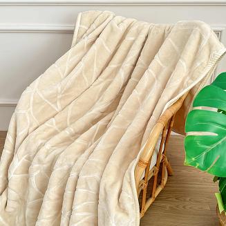 Koc akrylowy tłoczony LIV 200x220 gruby ciepły masełkowy