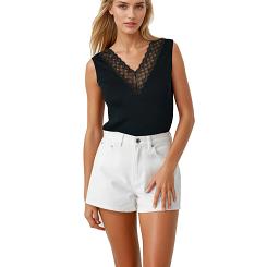 Koszulka z dekoltem w serek Penny czarna