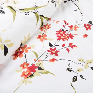 Pościel bawełniana COTTONLOVE 220x200 biała w kolorowe kwiaty