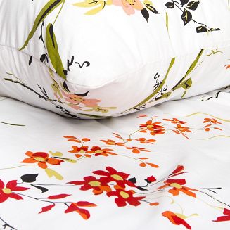 Pościel bawełniana COTTONLOVE 220x200 biała w kolorowe kwiaty