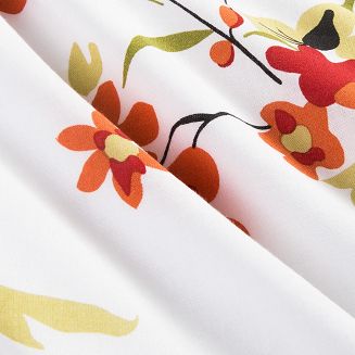 Pościel bawełniana COTTONLOVE 220x200 biała w kolorowe kwiaty