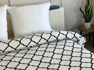 Narzuta dekoracyjna TAVIRA 220x240 dwustronna czarna biała koniczyna maroko