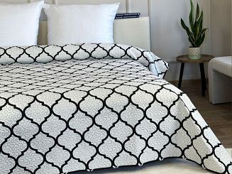 Narzuta dekoracyjna TAVIRA 220x240 dwustronna czarna biała koniczyna maroko