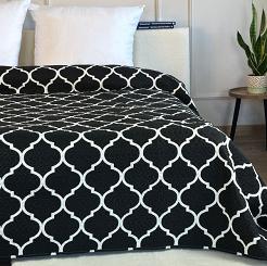 Narzuta dekoracyjna TAVIRA 220x240 dwustronna czarna biała koniczyna maroko