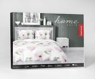 Pościel satynowa 160x200 Home Satin kwiaty na białym tle