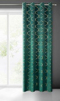 Zasłona gotowa na przelotkach GISEL 140x250 Eurofirany zielony/złoty