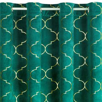 Zasłona gotowa na przelotkach GISEL 140x250 Eurofirany zielony/złoty