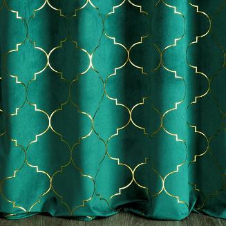 Zasłona gotowa na przelotkach GISEL 140x250 Eurofirany zielony/złoty