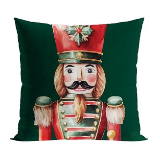 Poszewka dekoracyjna świąteczna DZIADKI DO ORZECHÓW 45x45 welwetowa zielona