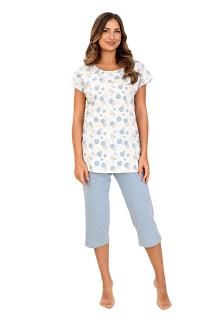 Piżama damska REGINA kod 730 niebieska w kółeczka i kropki