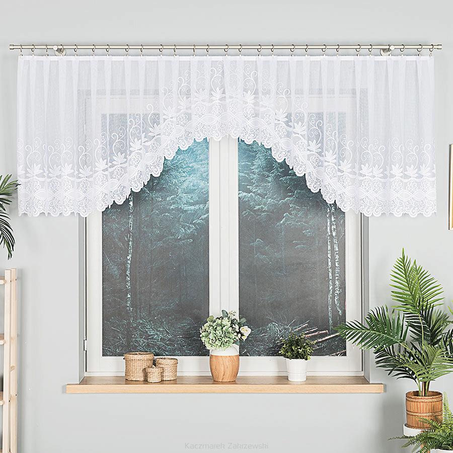 Firanka żakardowa gotowa na żabki JOWITA 400x80 biała