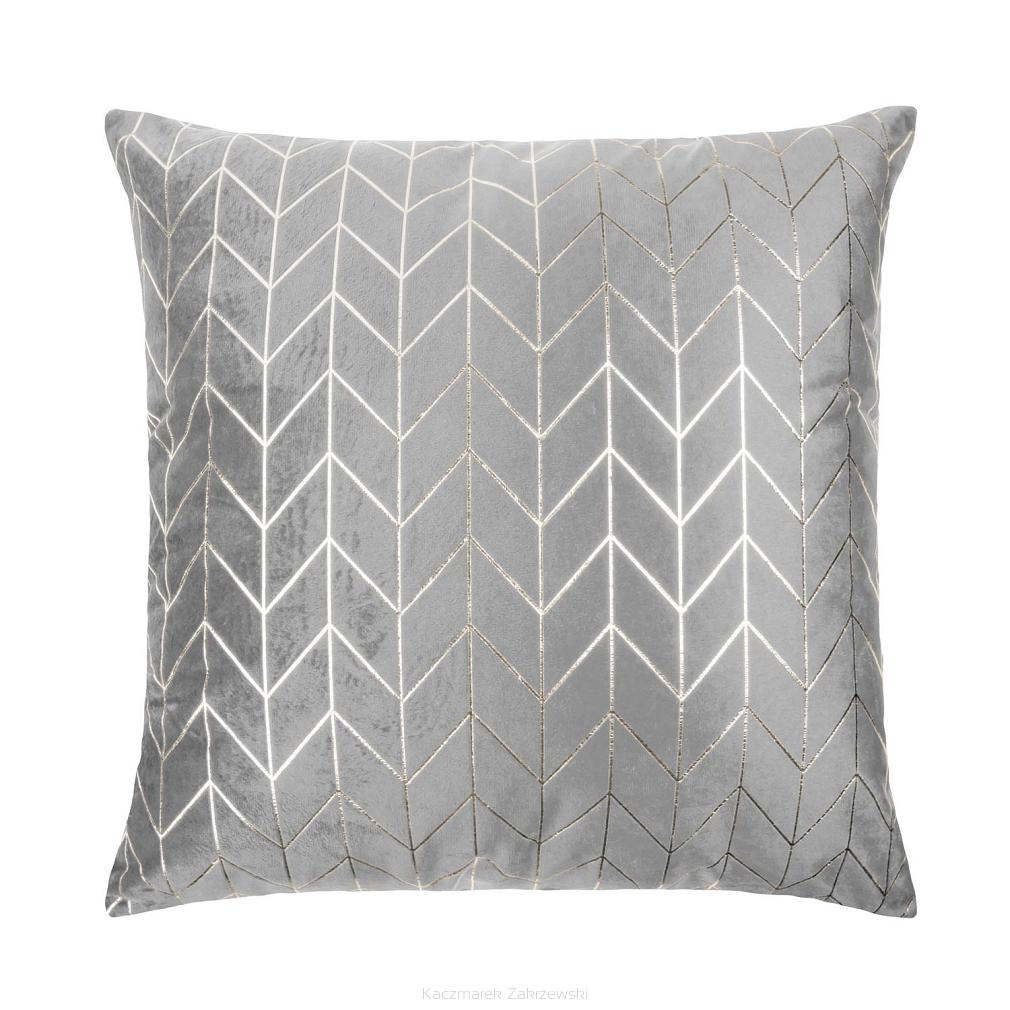 Poszewka dekoracyjna NORD 45x45 welurowa popielowa geometria