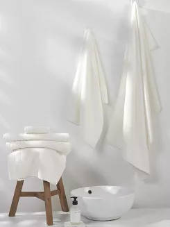 Ręcznik bawełniany o ryżowej strukturze Loren 70x140 biały