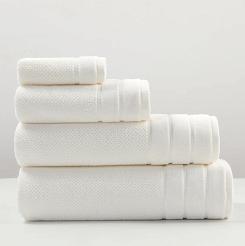 Ręcznik bawełniany o ryżowej strukturze Loren 70x140 biały