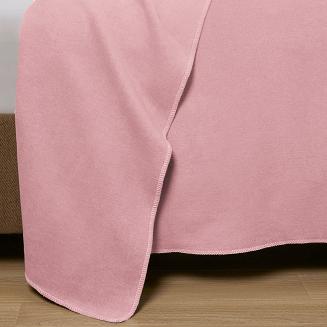 Koc bawełniano-akrylowy MONO 150x200 pudrowy róż