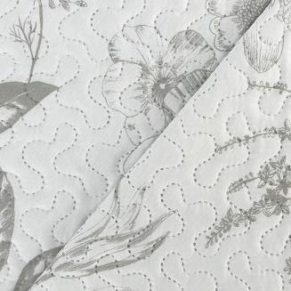 Narzuta dekoracyjna z poszewkami TAVIRA 220x240 biała szara niebieska różowa pastelowe kwiaty