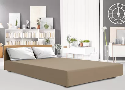 Prześcieradło jersey z elastanem z gumką 140x200 Darymex brązowe