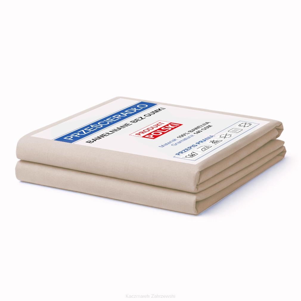 Prześcieradło bawełniane bez gumki 180x200 noris jasnobeżowe