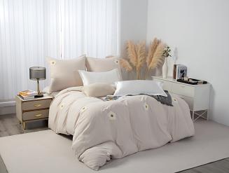 Beżowa Pościel w Kwiatki Stokrotki 160x200 Cuty Stokrotka