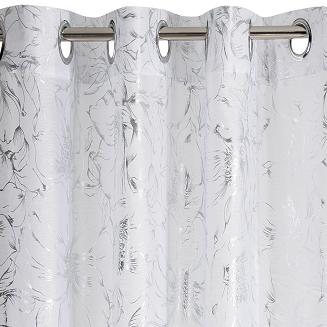 Firana gotowa na przelotkach FEZA 140x250 Eurofirany biały/srebrny