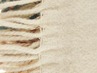 Koc wełniany z frędzlami Krzyś II 160x200 kratka ekri zielony rudy