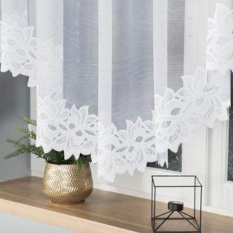 Firanka żakardowa gotowa na żabki BASTIA 300x150 biała
