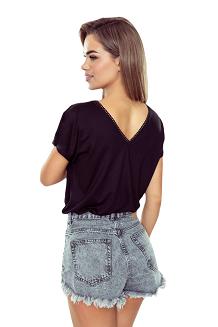 Bluzka damska z krótkim rękawem 2w1 Miriam czarna