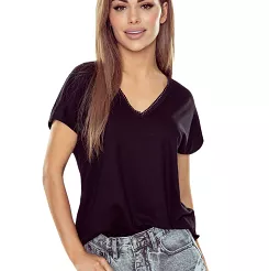 Bluzka damska z krótkim rękawem 2w1 Miriam czarna
