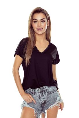 Bluzka damska z krótkim rękawem 2w1 Miriam czarna