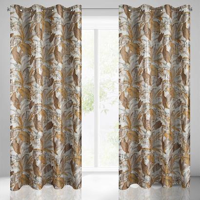 Zasłona gotowa na przelotkach ADEL 140x250 Eurofirany biała w złote liście