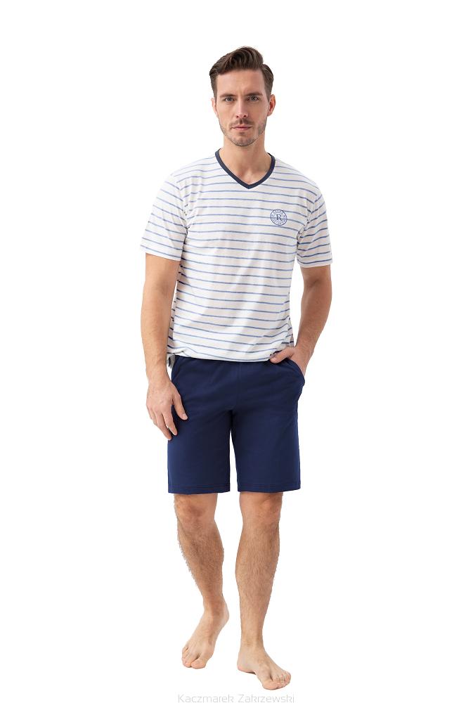 Piżama męska LUNA kod 802 niebieskie paski granatowa