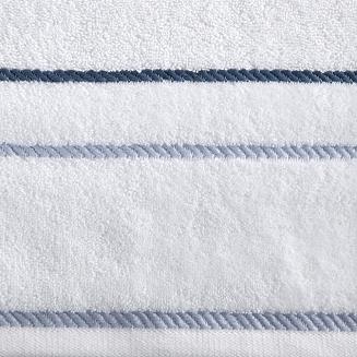Ręcznik bawełniany z welurową bordiurą w ozdobne paseczki NEL 70x140 Eurofirany biały
