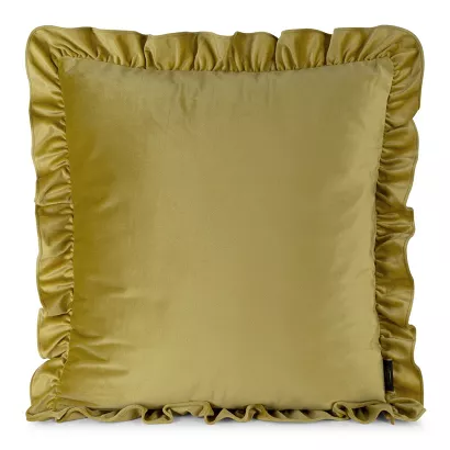 Poszewka dekoracyjna z falbankami BRENDA 60x60 welwetowa musztardowa