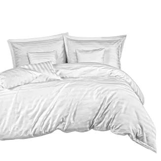Pościel satyna bambusowo-bawełniana STRIPE WHITE 140x200 Darymex jednokolorowa biała