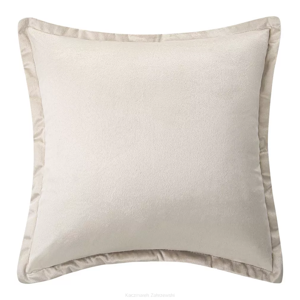 Poszewka dekoracyjna SOFT 40x40 welurowa beżowa z lamówką