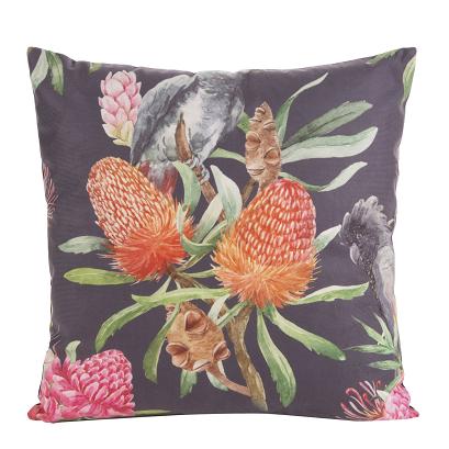 Poszewka dekoracyjna MINK 45x45 Eurofirany czarna / egzotyczne kwiaty