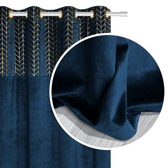 Granatowa Zasłona Welurowa 140x250 Nord