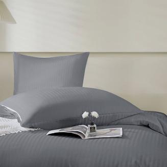 Komplet pościeli adamaszek satyna bawełniana 160x200 grafitowa