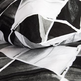 Pościel bawełniana COTTONLOVE 220x200 biała czarna geometryczne romby