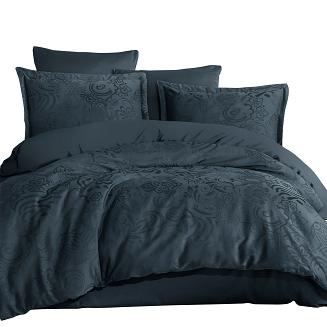 Pościel satyna bawełniana żakardowa MARBELLA 160x200 ciemnoszara w ornamenty