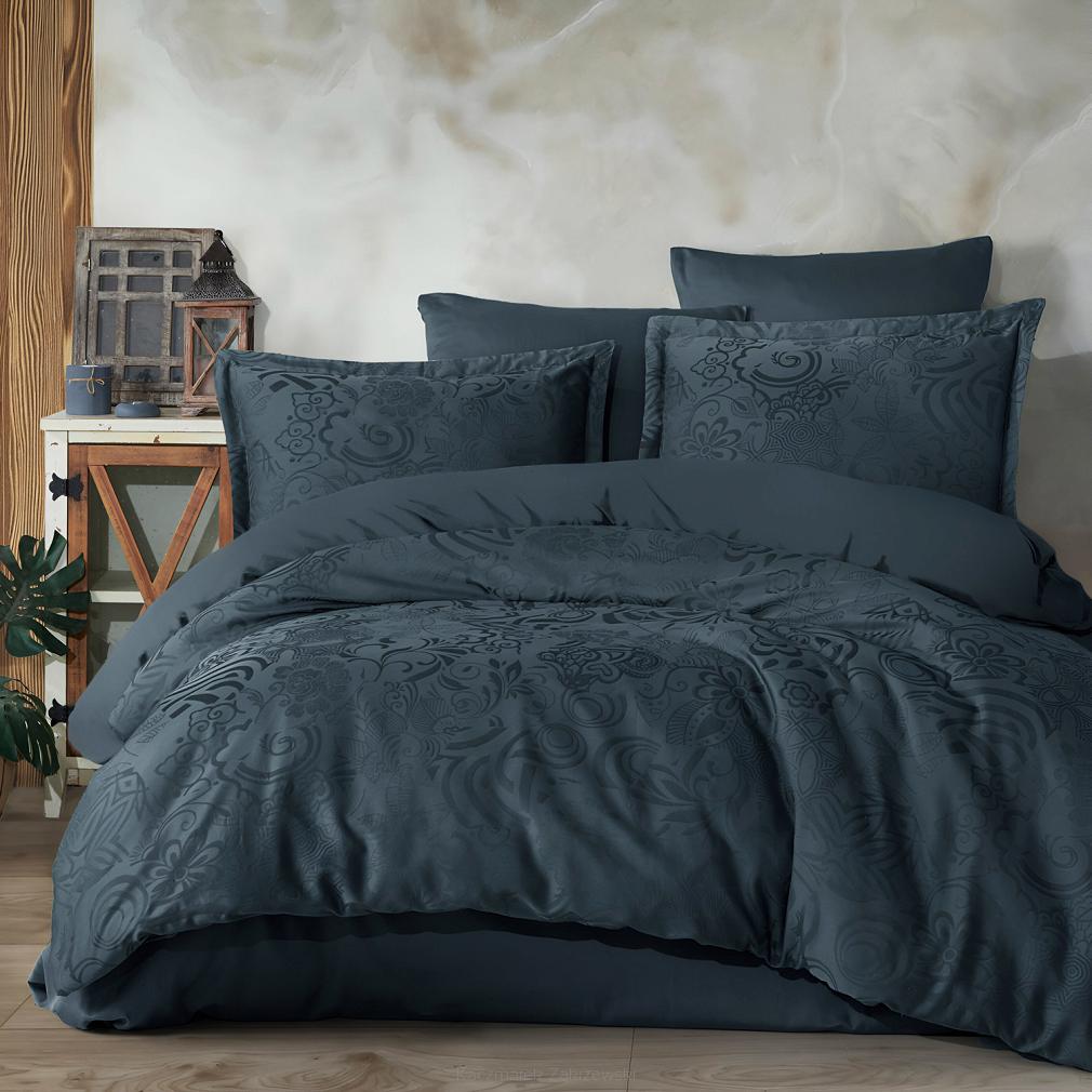 Pościel satyna bawełniana żakardowa MARBELLA 160x200 ciemnoszara w ornamenty