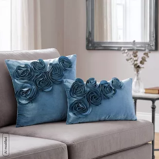 Poszewka dekoracyjna FLORES 45x45 Eurofirany ciemnoniebieski
