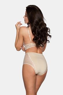 Figi damskie z wysokim stanem i koronką Babell kod 184 beżowe