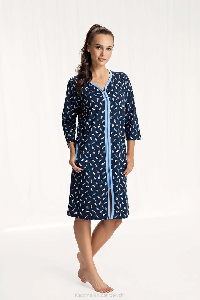 Szlafrok damski LUNA kod 362 kwiaty na granacie