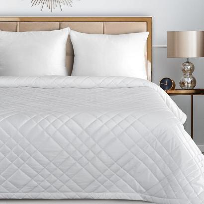 Narzuta dekoracyjna RIA6 200x220 biała welwetowa geometryczne przeszycia pikowania