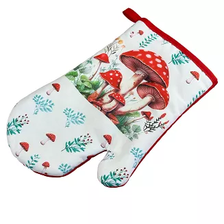 Rękawice kuchenne 18x27 z magnesem 2 szt. białe czerwone muchomory