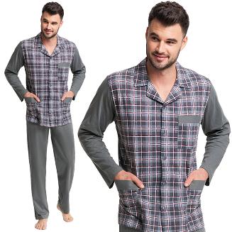 Piżama męska LUNA kod 797 rozpinana grafitowy